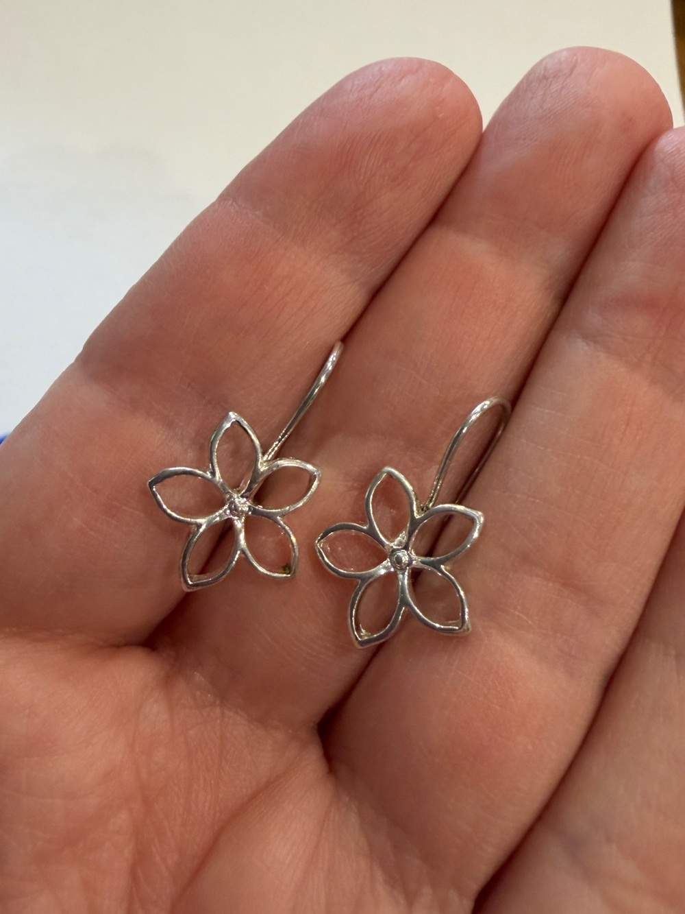 Delicate Silver Floral Drop Earrings - Silver